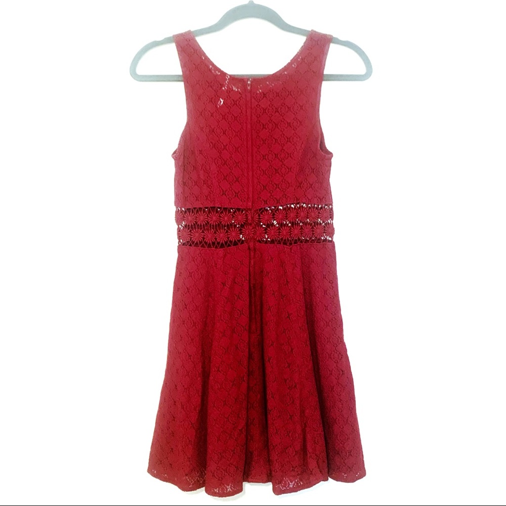 Free people burgundy lace skater dress - size 0 - Picture 3 of 4
